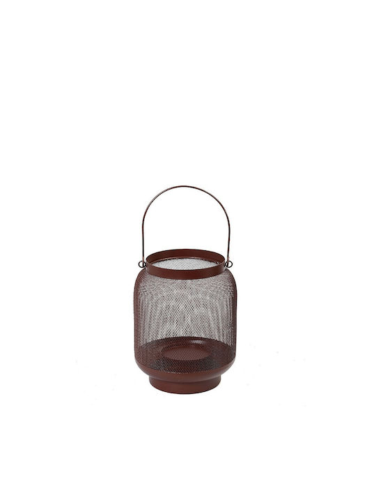 Espiel Tabletop Metallic Lantern Red 14x14x19cm