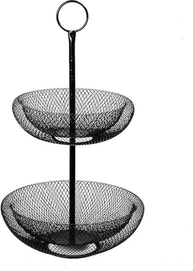Espiel Fruit Bowl Metallic 2 Levels Black 29x29x50cm