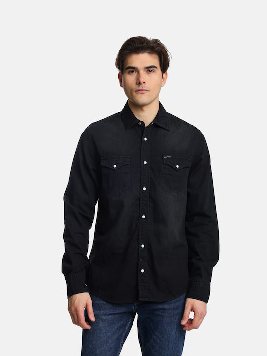 Paco & Co Men's Shirt Long Sleeve Denim Black