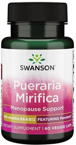 Swanson Pueraria Mirifica with B6 and B12 Συμπλήρωμα για την Εμμηνόπαυση 60 φυτικές κάψουλες