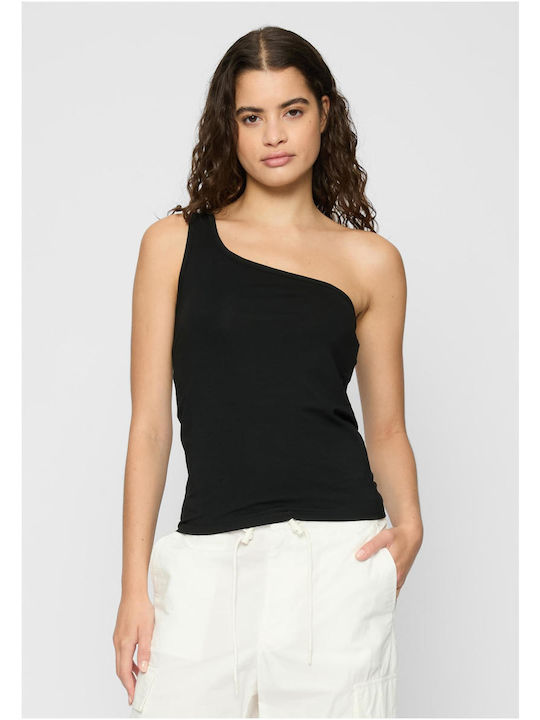 Brandit pentru Femei Crop Top din Bumbac cu un Umăr Negru