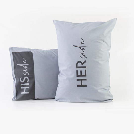 Borea His&hers Side Kissenbezug-Set Mouse Grey 50x70cm.