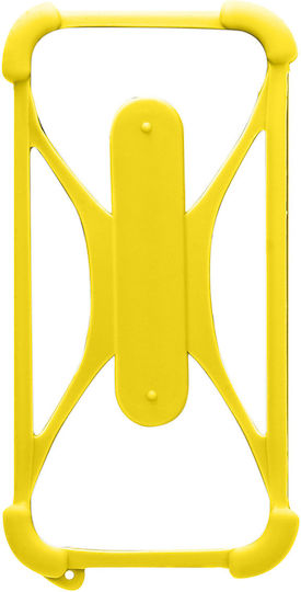 Silicone Universal Smartphone Case Bumper Corners Anti-shock Kickstand Yellow