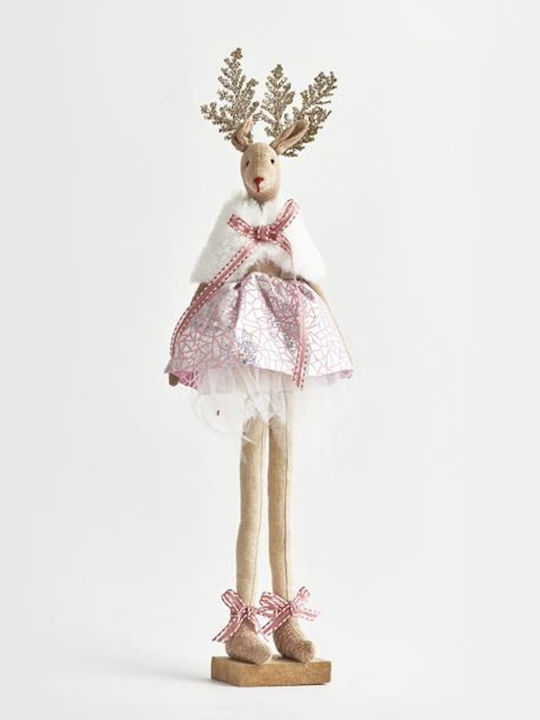 Fabric Reindeer with Pink Skirt 13x44cm