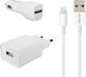 2.1A Ladegerät Kit + 2.1A Autoladegerät + 1m Lightning Kabel Weiß