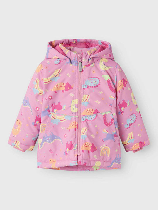 Kids' Casual Jacket with Hood Dino Pink