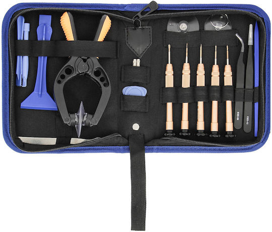 Universal Complete Toolkit for Smartphone and Tablet Repair 19 Pieces Black