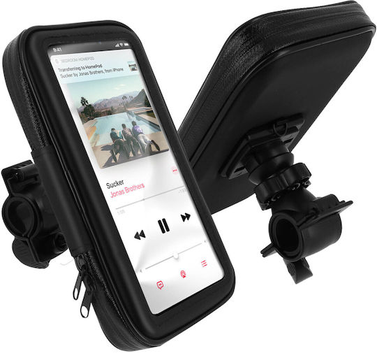 Smartphone Holder Handlebar Mount Waterproof Zippered Cover Black