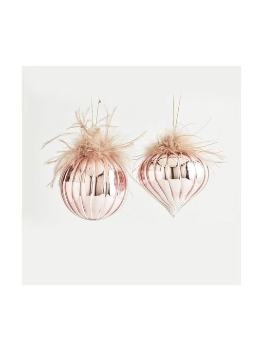 Hängendes Kugel Ornament Ornament Glas Rosa 10cm Set 4Stück