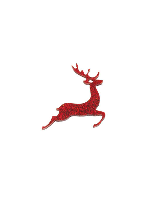 Glitter Reindeer Plexiglass Hanging Ornament 41x40mm Red