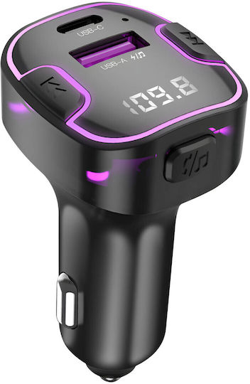 XO FM Transmitter Backlit Car USB Charging Black
