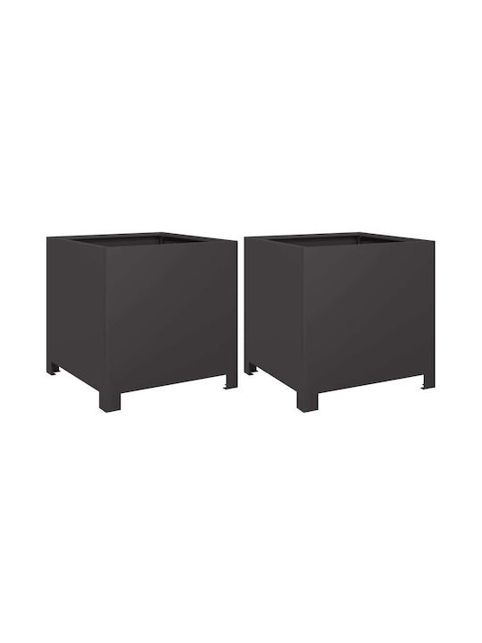 vidaXL Κήπου Planter Box 40x40cm Set 2pcs Black 851200