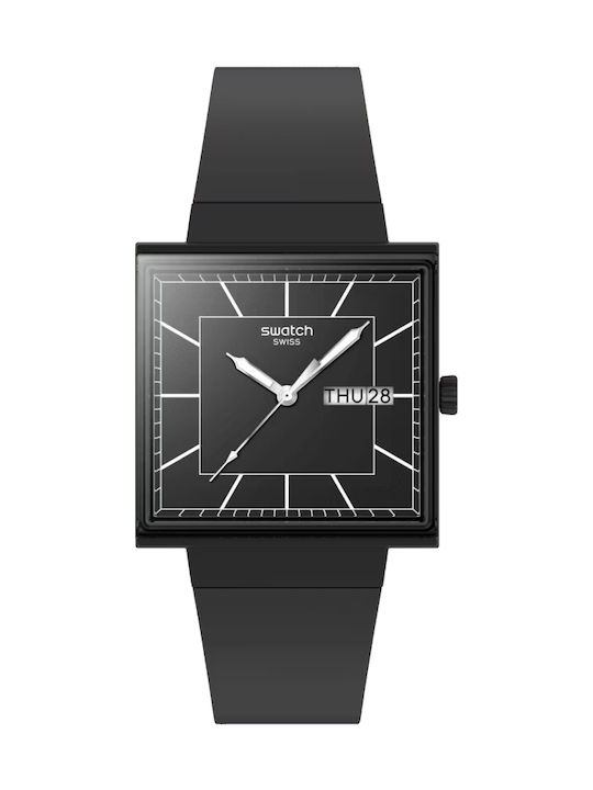 Swatch Swatch Γυναικείο Ρολόι Μπαταρίας με Μαύρο Καουτσούκ Λουράκι