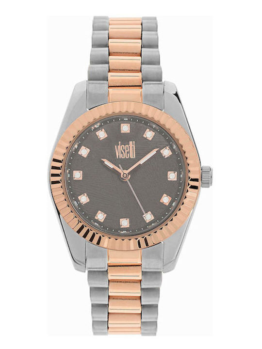 Visetti City Link Crystals Damen Uhr mit Gold Metallarmband
