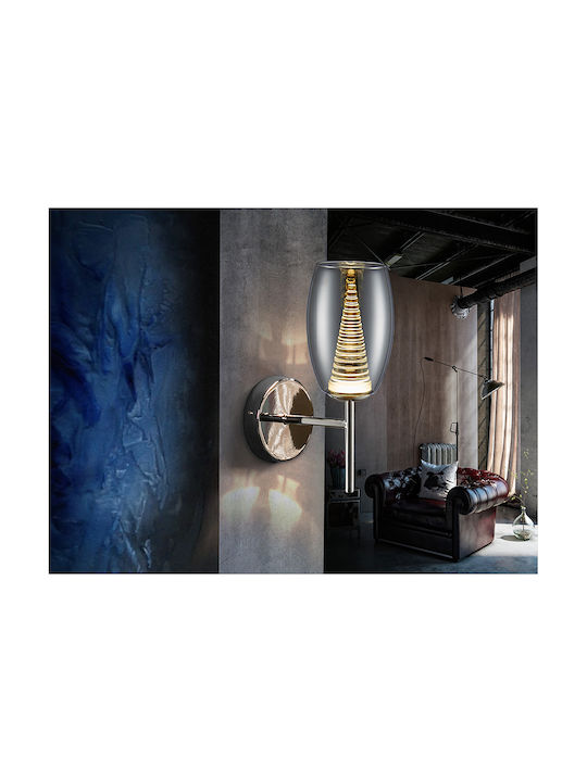 Nebula Leuchte Wand mit Integrierter LED und Warmweißes Licht Silber 12x30cm