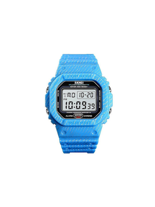 Skmei Digital Watch Battery with Rubber Strap Blue