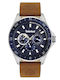 Timberland EpsomZ Мъжки Часовник 46mm На Батерия С Кафява Кожена Каишка