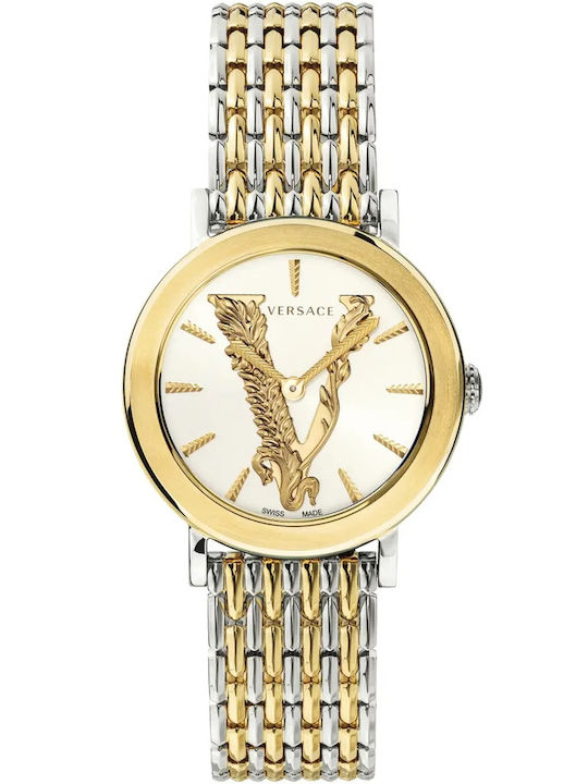 Versace Virtus Women's Watch Chronograph with Gold Metal Bracelet