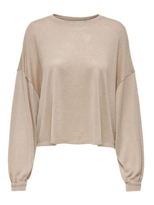 Only Damen Bluse Langärmelig Beige