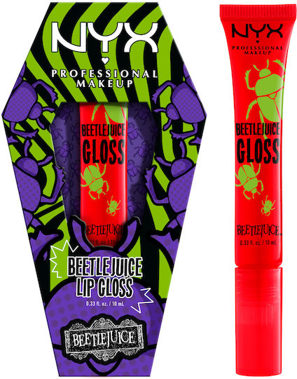 Nyx Professional Makeup Beetlejuice Luciu de Buze Hidratare & Strălucire Pe Buze Finisaj Transparent 10ml Pomegranate Clout