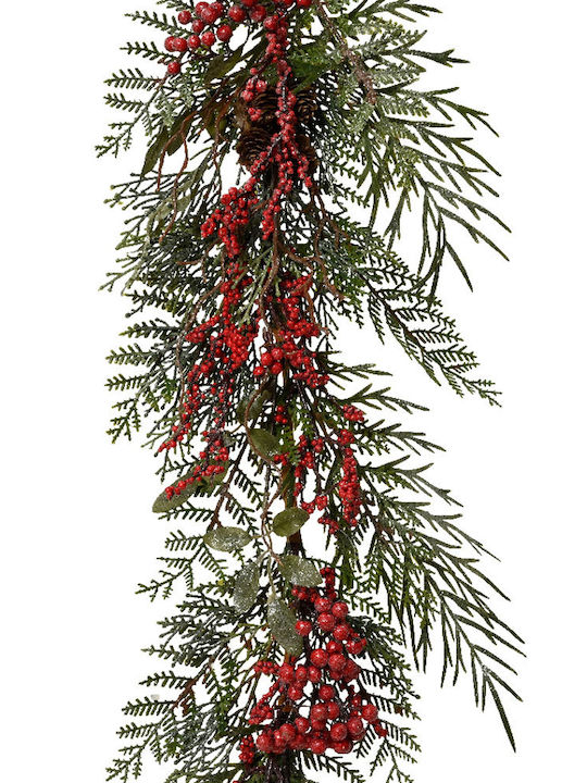 Christmas Garland Decorated with Pine Cones and Berries Green-Red 18x180cm 306.001.0727.38