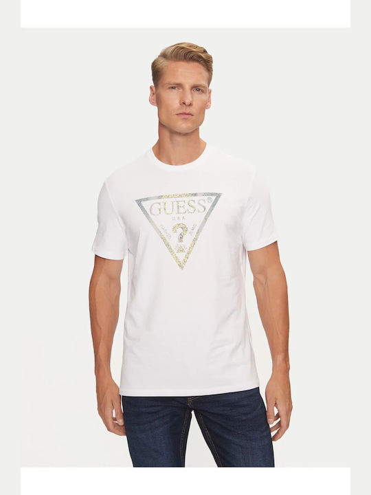 Guess T-shirt Bărbătesc cu Mânecă Scurtă Pure White