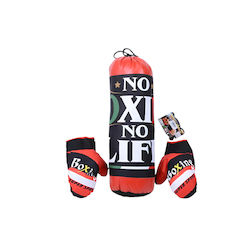 Trademarkt Играчка Комплект С Боксова Круша И Ръкавици Червено-Черни 18x49x18см Trademarkt Играчка Комплект С Боксова Круша И Ръкавици Червено-Черни 18x49x18см