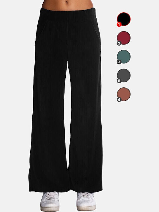 Women's Fabric Trousers Striped Black