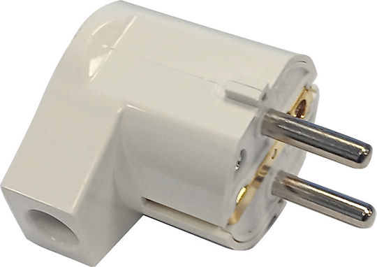 Male Schuko Plug Corner White