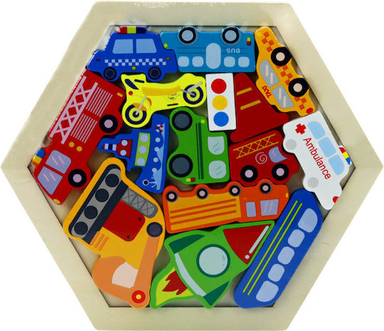 Ξύλινο Παιδικό Puzzle Vehicles Rocket για 3+ Ετών 15pcs Lean Toys