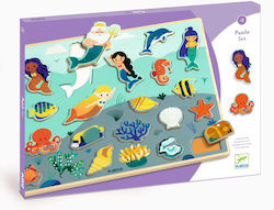 Wooden Kids Peg Puzzle Mermaids for 4++ Years 22pcs Djeco