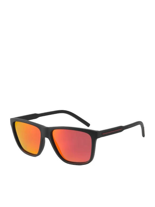 Polareye Unisex Sunglasses with Black Plastic Frame and Orange Polarized Mirror Lens