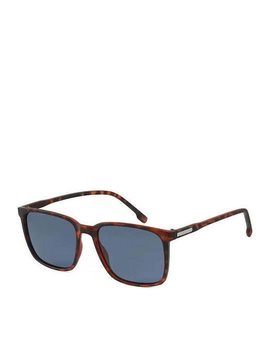 Polareye Men's Sunglasses with Brown Tartaruga Plastic Frame and Blue Polarized Lens