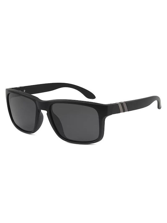 Polareye Men's Sunglasses with Black Plastic Frame and Black Polarized Lens