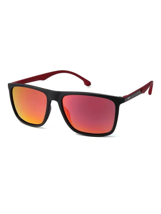 Polareye Sunglasses with Black Plastic Frame and Red Polarized Mirror Lens