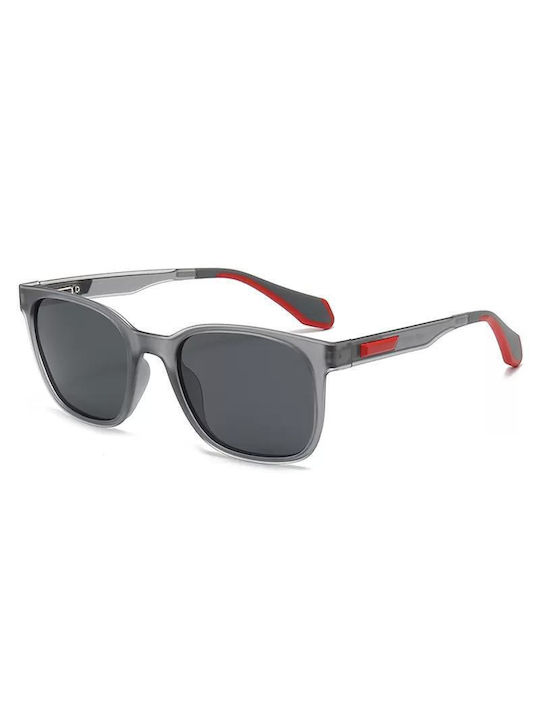 Polareye Men's Sunglasses with Gray Plastic Frame and Gray Polarized Lens