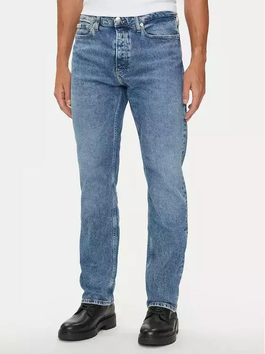 Ανδρικό Παντελόνι Τζιν με Regular Straight Εφαρμογή Medium Denim