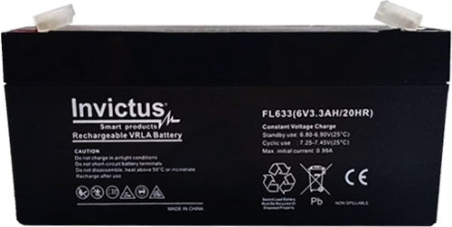 Invictus UPS Battery with Capacity 3.3Ah and Voltage 6V 07.02.0174 1pcs
