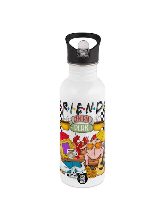 Friends Water Bottle White Straw Stainless Stee...