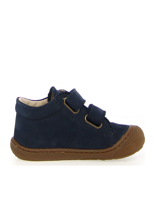 Anatomical Leather Kids Boots with Velcro Blue