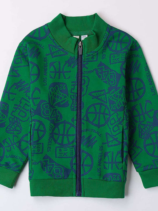 iDO Cardigan pentru copii din material frotirat Verde