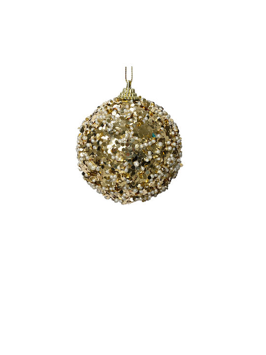 Hängendes Kugel Ornament Ornament Gold mit Pailletten 8cm