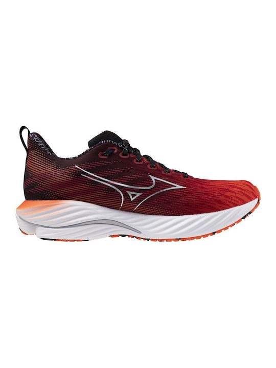 Mizuno Wave Rider 28 Sport Shoes Running Ignition Red / Silver / Black