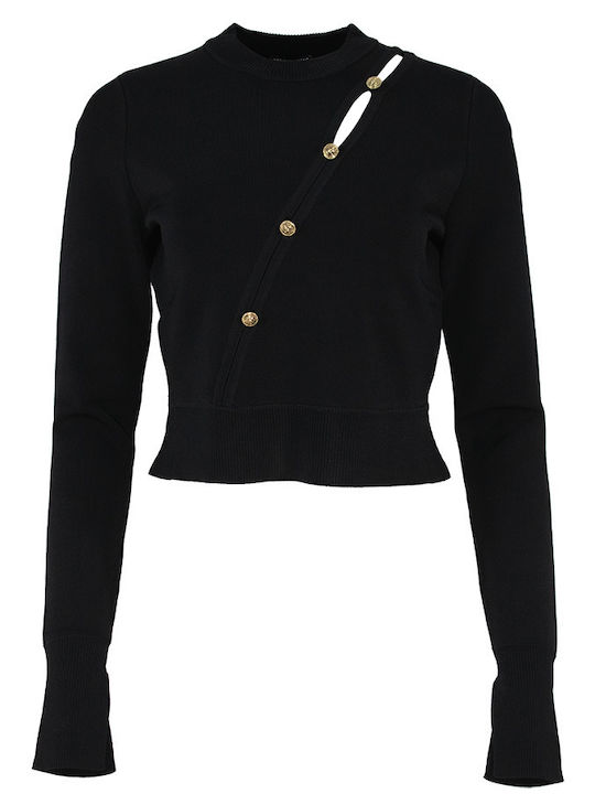 Versace Women's Long Sleeve Crop Sweater black