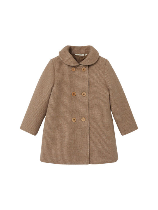 Lil' Atelier Kids Coat Long with Lining Travertine Melange