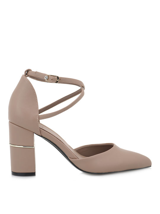 Exe Synthetic Leather Beige High Heels