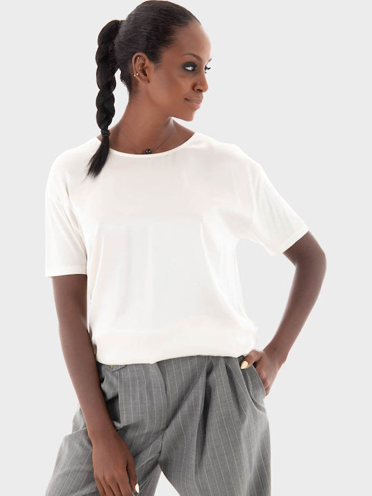 Boss Esandy Women's Blouse Short Sleeve Ecru