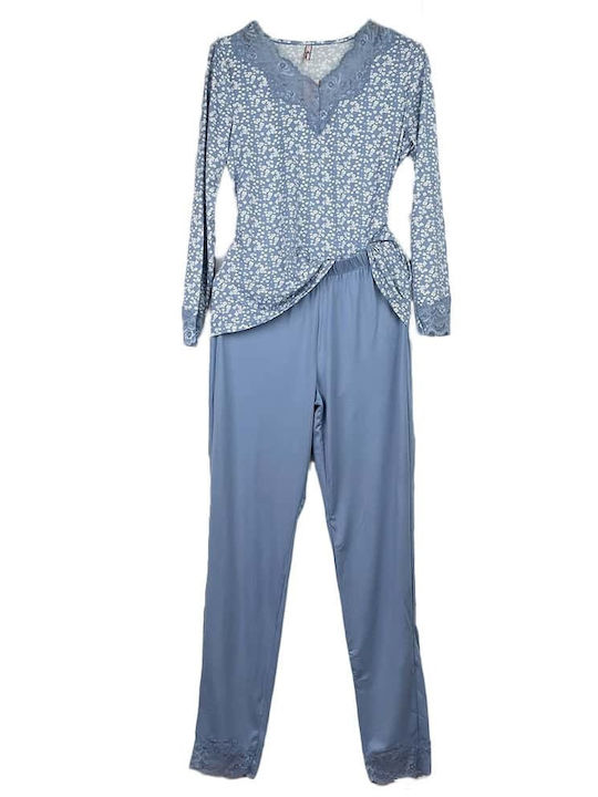 Fuanna Winter Women's Pyjama Set Light Blue