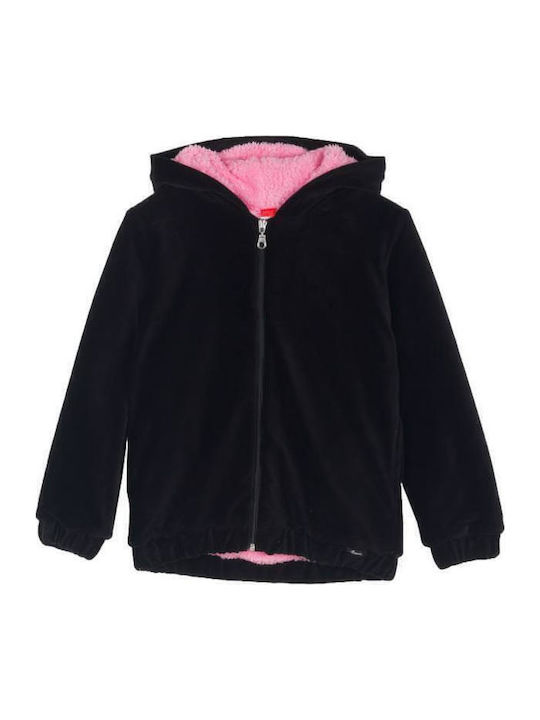 Joyce Kids Cardigan Fur with Hood Black