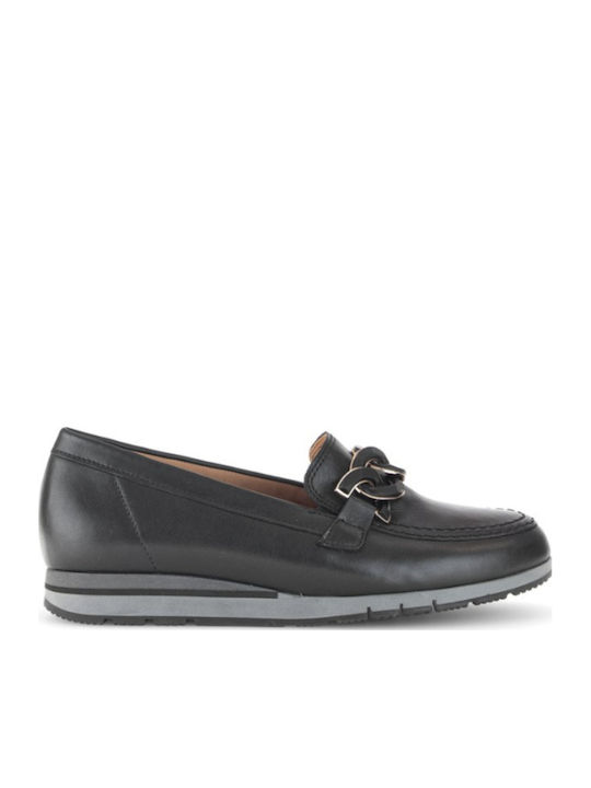 Gabor Δερμάτινα Γυναικεία Loafers σε Μαύρο Χρώμα